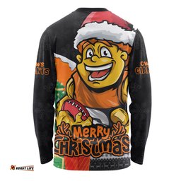 Amazing Aussie GWS GIANTS Santa Scoring Touchdown On Christmas Game Day Long Sleeve T-shirt