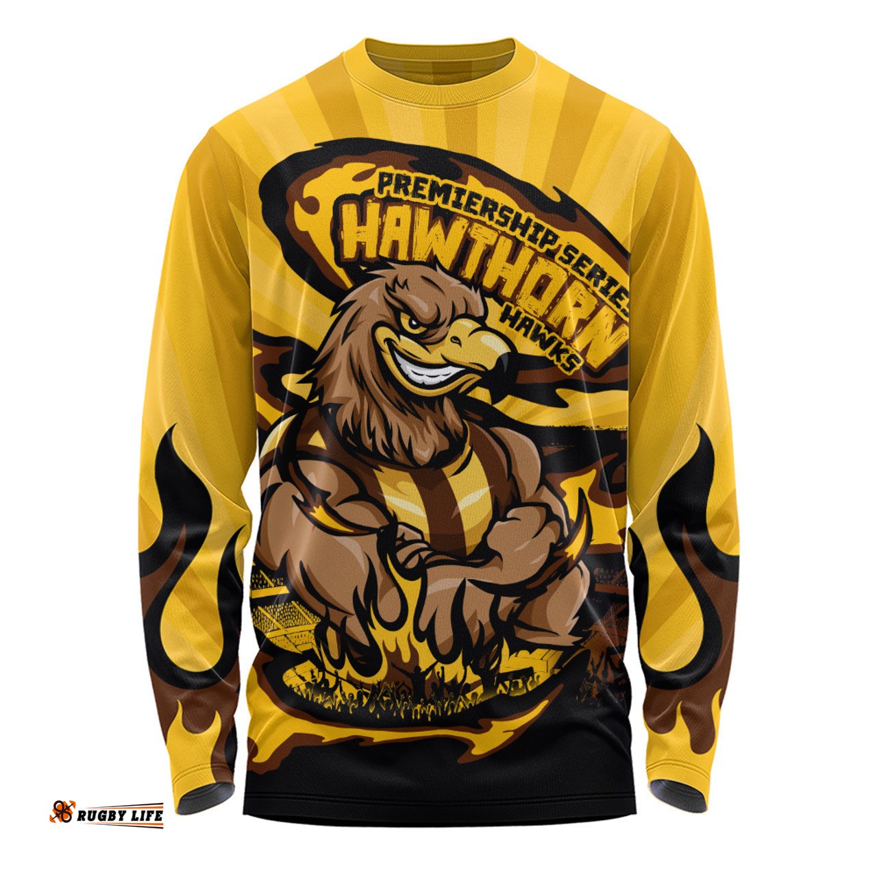 Amazing Aussie Hawthorn Premiership Series Flame Edition Long Sleeve T-shirt