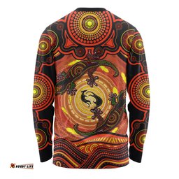 Amazing Aussie Indigenous Australian Aboriginal Gecko Dreaming Spirit Circle Edition Long Sleeve T-shirt