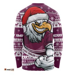 Amazing Aussie Manly Warringah Sea Eagles Ugly Knit Style For Christmas Game Fans Long Sleeve T-shirt