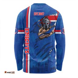 Amazing Aussie Newcastle Knights Happy Australia Day Flag Scratch Style Long Sleeve T-shirt