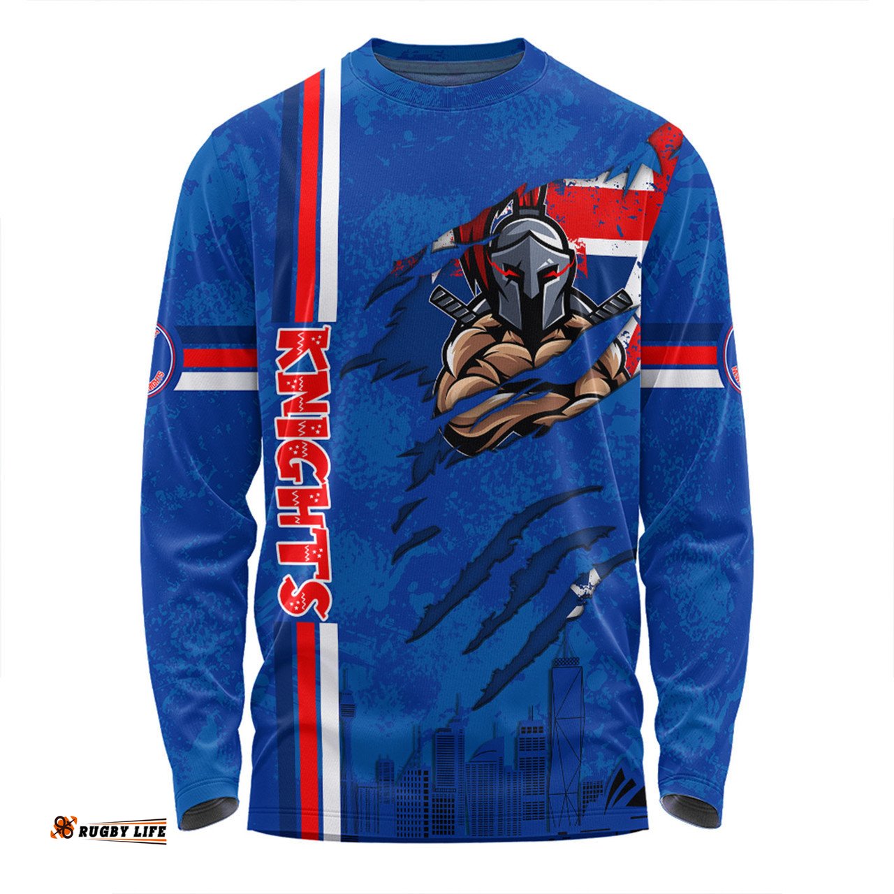 Amazing Aussie Newcastle Knights Happy Australia Day Flag Scratch Style Long Sleeve T-shirt