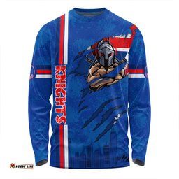 Amazing Aussie Newcastle Knights Happy Australia Day Flag Scratch Style Long Sleeve T-shirt