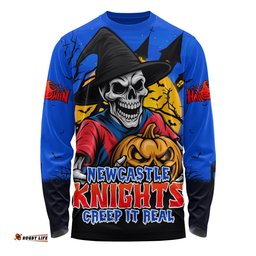 Amazing Aussie Newcastle Knights Dark Moon Rugby Halloween Battle Edition Long Sleeve T-shirt