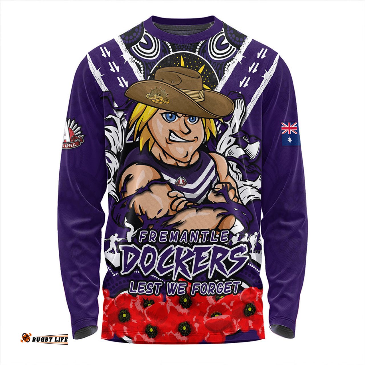 Amazing Aussie Fremantle Ripped Legacy Of The Game The ANZAC Spirit Lives On Long Sleeve T-shirt