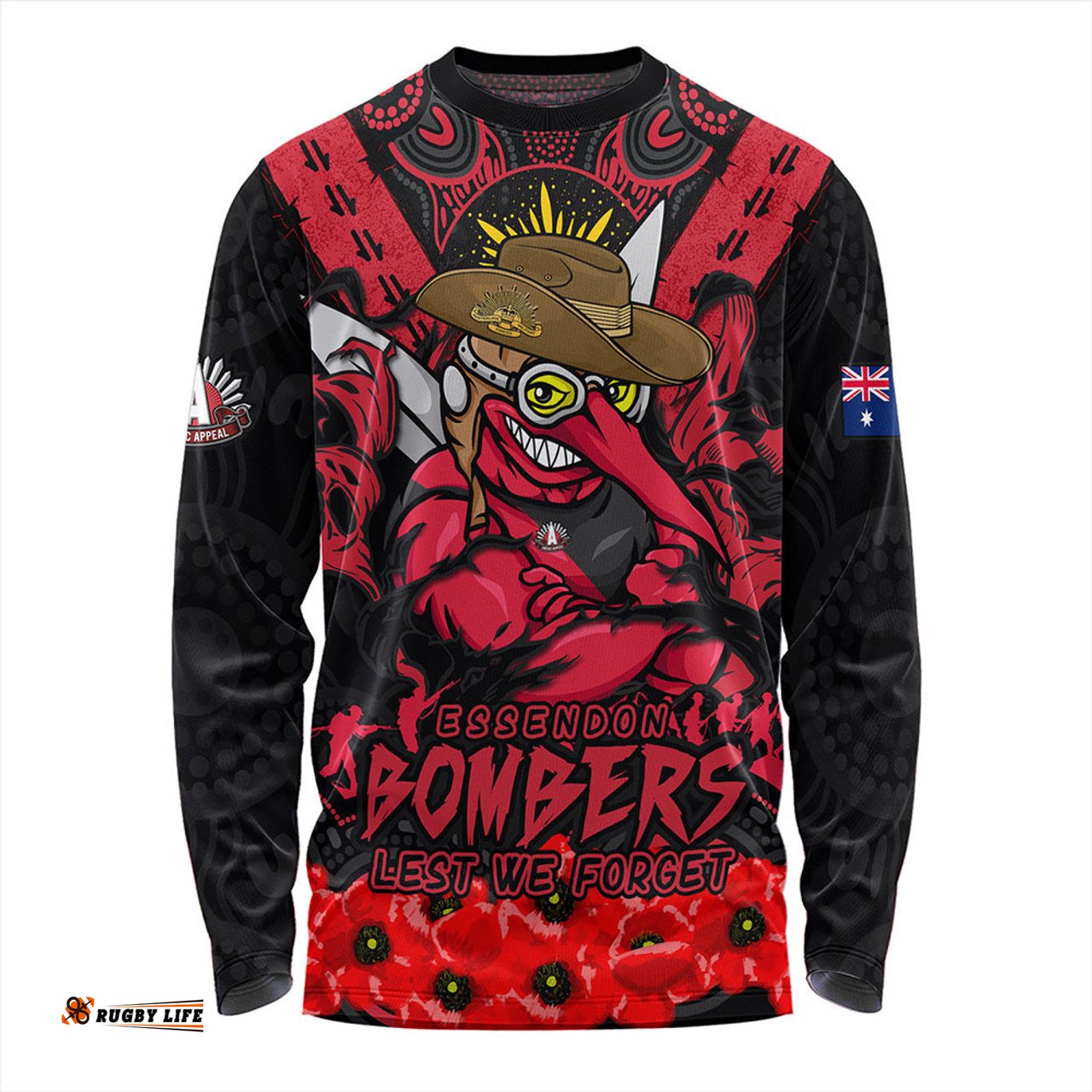 Amazing Aussie Essendon Ripped Legacy Of The Game The ANZAC Spirit Lives On Long Sleeve T-shirt