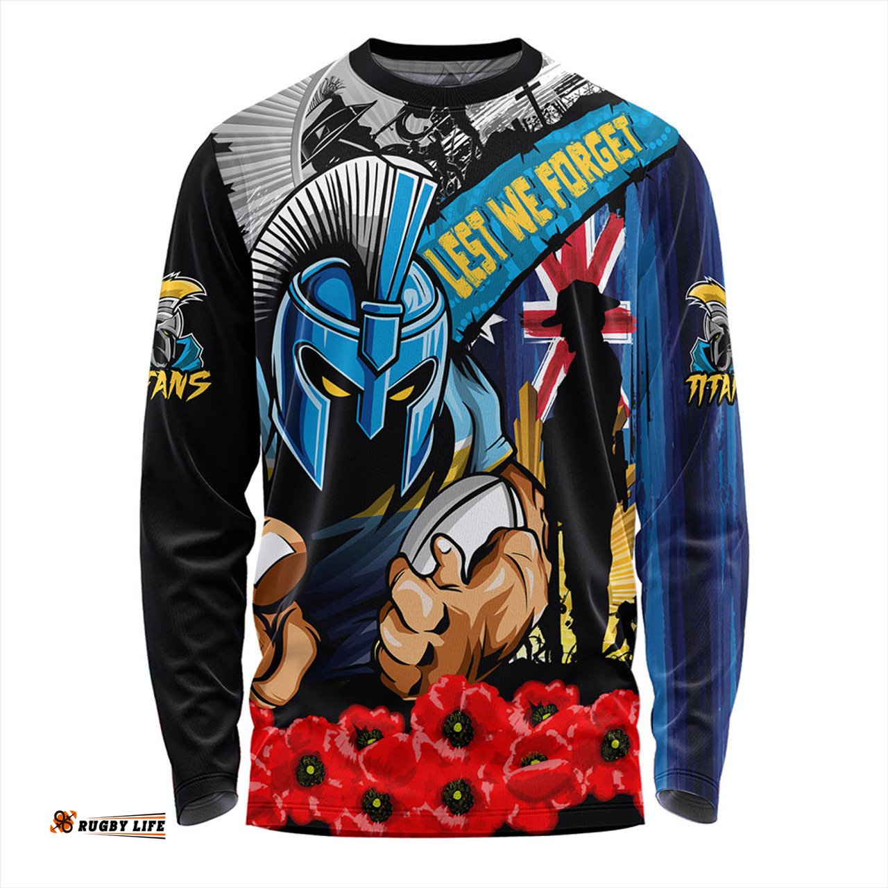 Amazing Aussie Gold Coast Titans United In Spirit Anzac Day Tribute Long Sleeve T-shirt