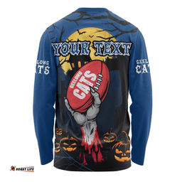 Amazing Aussie Geelong Cats Full Moon Fever Halloween Supporter Long Sleeve T-shirt