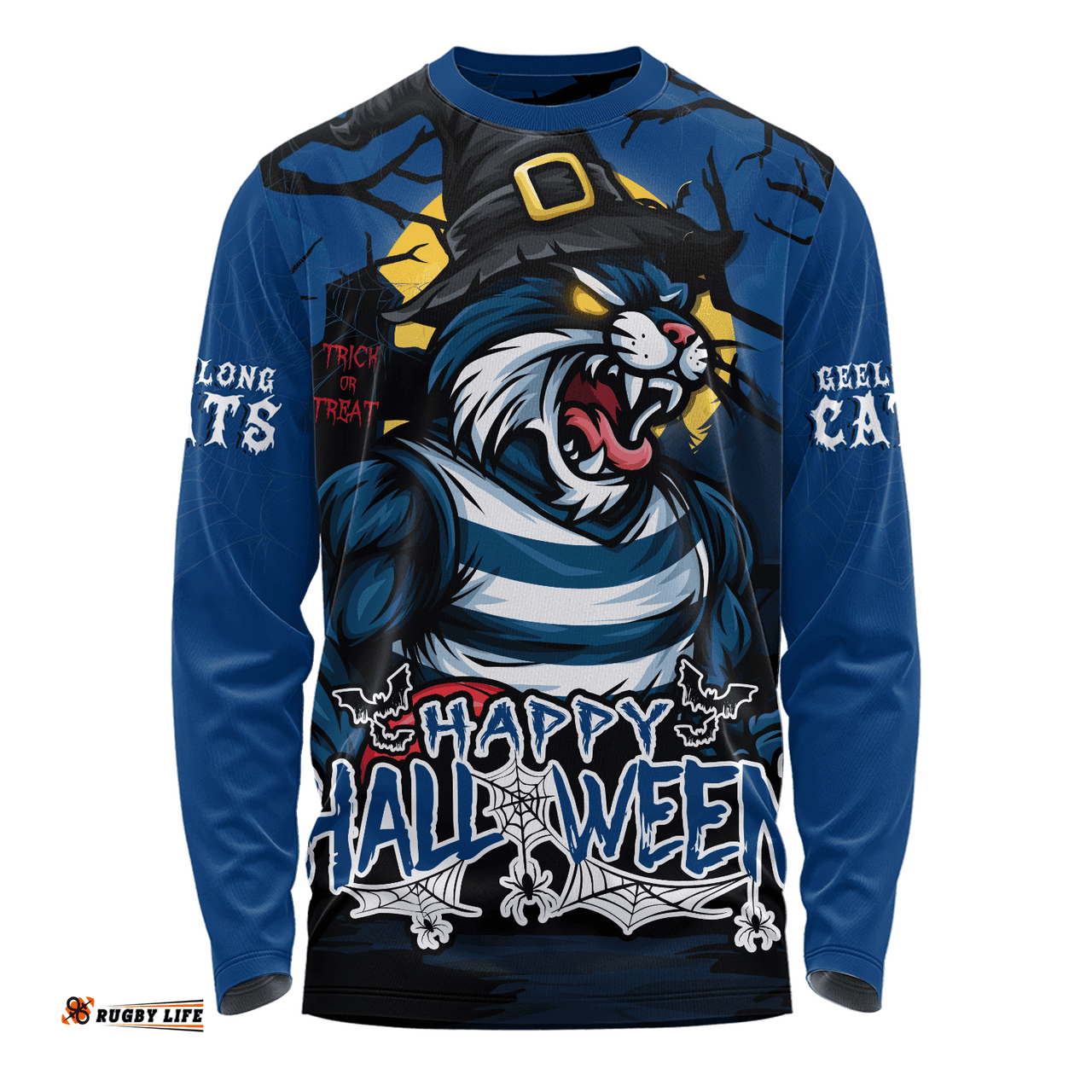 Amazing Aussie Geelong Cats Full Moon Fever Halloween Supporter Long Sleeve T-shirt