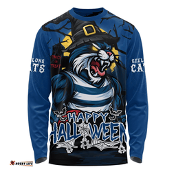 Amazing Aussie Geelong Cats Full Moon Fever Halloween Supporter Long Sleeve T-shirt