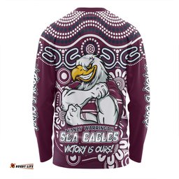 Amazing Aussie Manly Warringah Sea Eagles Aboriginal Inspired Tough Fan Rugby For Life Ver 2.0 Long Sleeve T-shirt