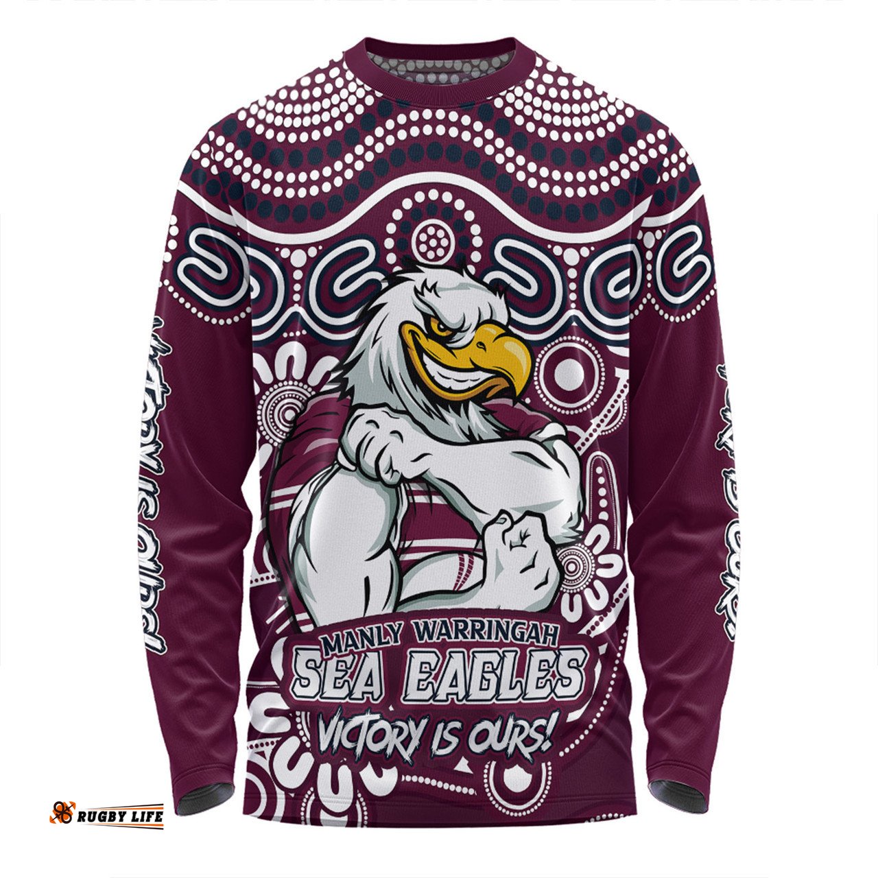Amazing Aussie Manly Warringah Sea Eagles Aboriginal Inspired Tough Fan Rugby For Life Ver 2.0 Long Sleeve T-shirt