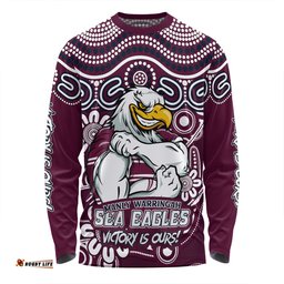 Amazing Aussie Manly Warringah Sea Eagles Aboriginal Inspired Tough Fan Rugby For Life Ver 2.0 Long Sleeve T-shirt