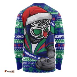 Amazing Aussie New Zealand Warriors Ugly Knit Style For Christmas Game Fans Long Sleeve T-shirt