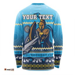 Amazing Aussie Gold Coast Titans Christmas Custom Ugly Xmas And Aboriginal Patterns For Die Hard Fan Long Sleeve T-shirt