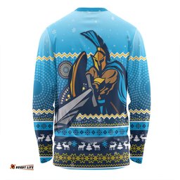 Amazing Aussie Gold Coast Titans Christmas Custom Ugly Xmas And Aboriginal Patterns For Die Hard Fan Long Sleeve T-shirt