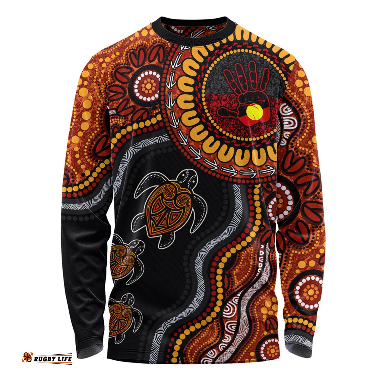 Amazing Aussie Indigenous Australian Aboriginal Hand Of The Land Heart Of The Sea Long Sleeve T-shirt