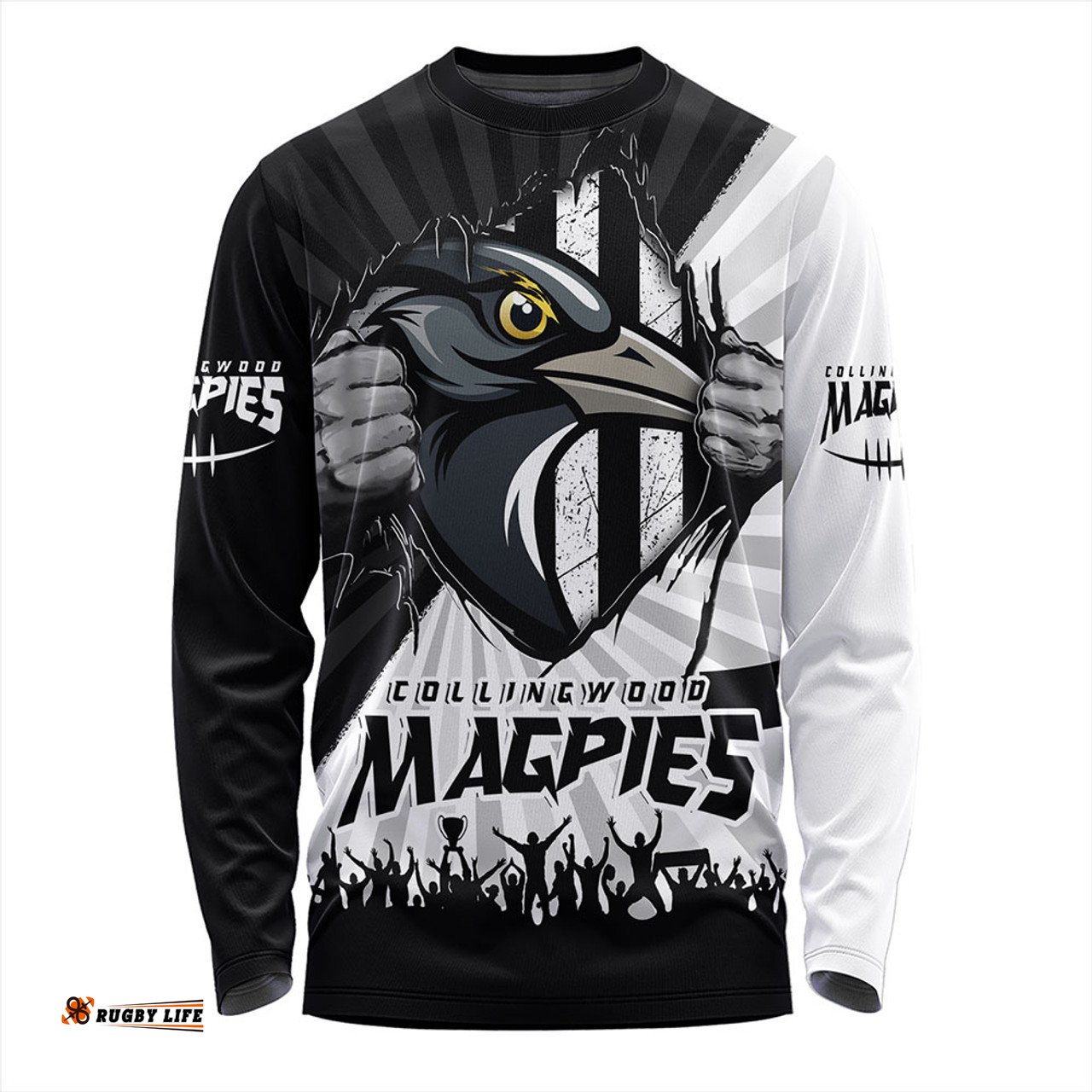 Amazing Aussie Collingwood Breaking Through Fan Design Long Sleeve T-shirt