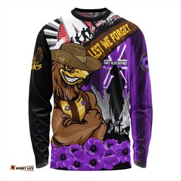 Amazing Aussie Hawthorn ANZAC Day Honor Purple Valor And Spirit Long Sleeve T-shirt