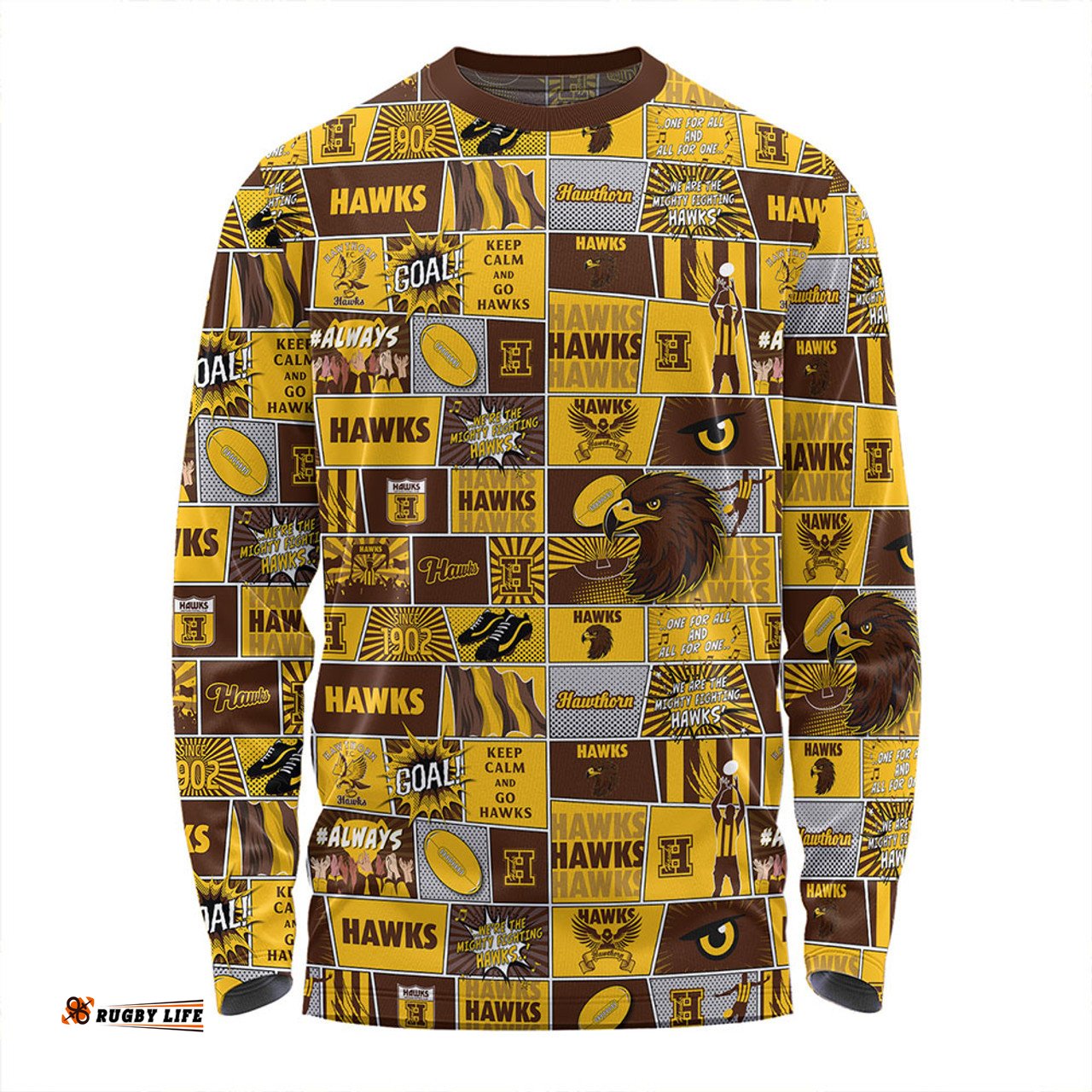 Amazing Aussie Hawthorn Legacy Of The Pride Comic Style Long Sleeve T-shirt