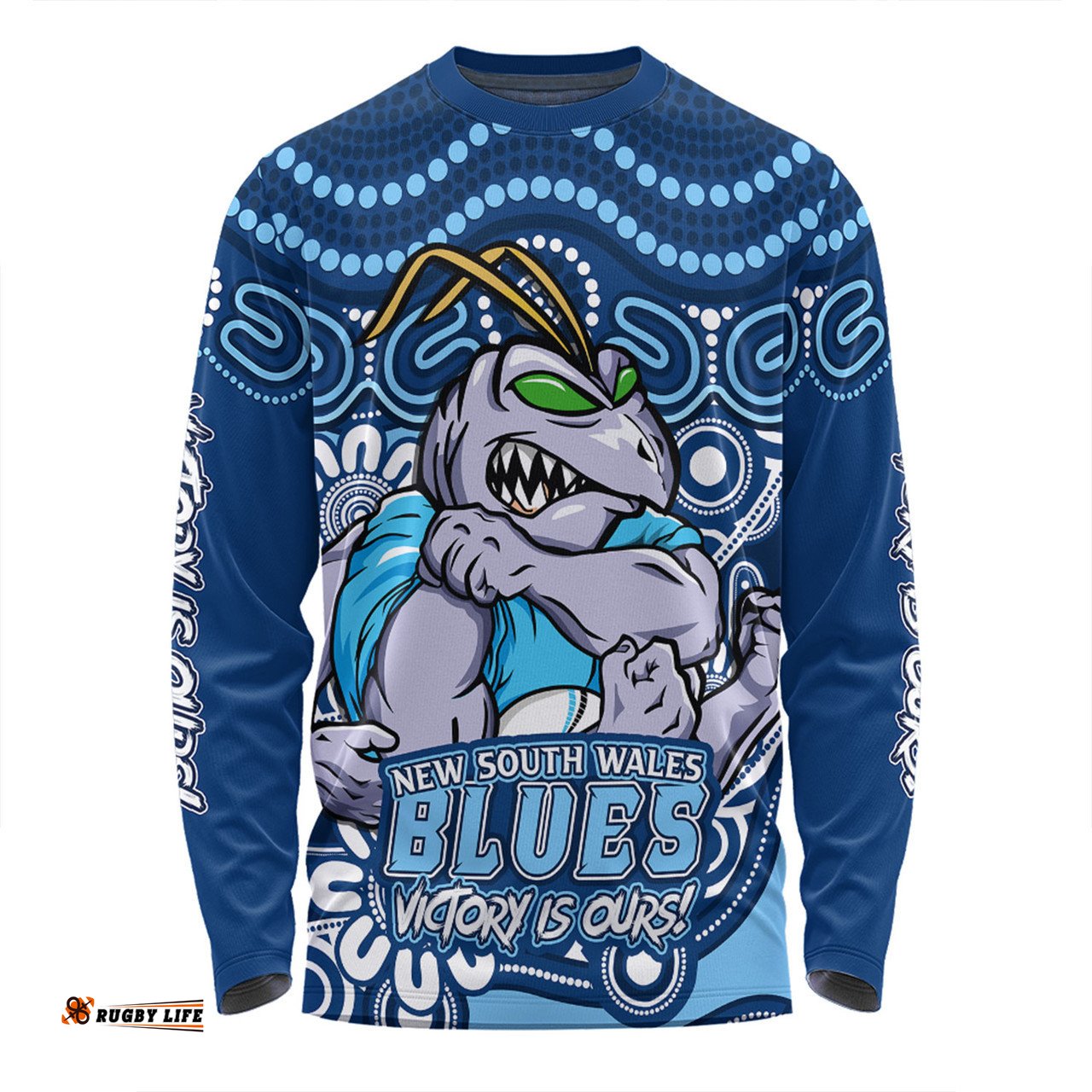 Amazing Aussie New South Wales Blues Aboriginal Inspired Tough Fan Rugby For Life Long Sleeve T-shirt