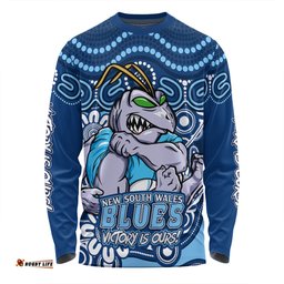 Amazing Aussie New South Wales Blues Aboriginal Inspired Tough Fan Rugby For Life Long Sleeve T-shirt