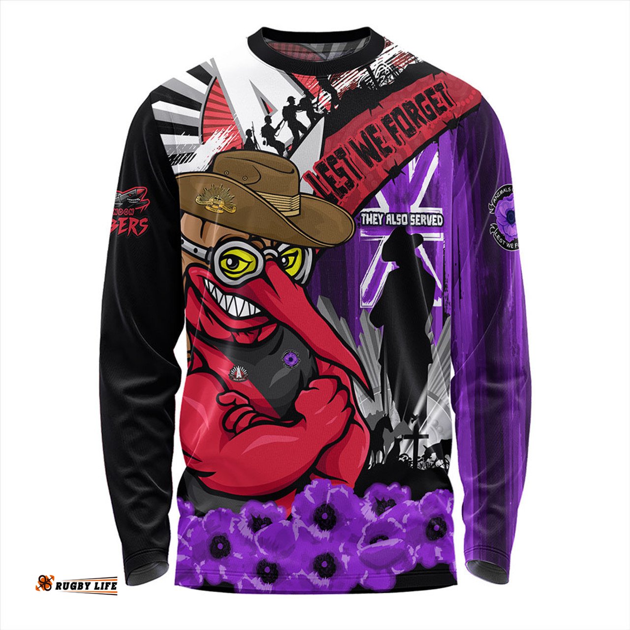 Amazing Aussie Essendon ANZAC Day Honor Purple Valor And Spirit Long Sleeve T-shirt