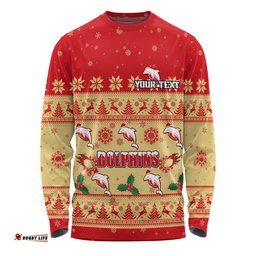 Amazing Aussie Redcliffe Dolphins Christmas Custom Special Ugly Christmas Long Sleeve T-shirt