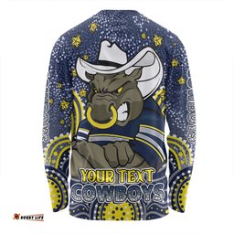 Amazing Aussie North Queensland Cowboys Custom Custom With Aboriginal Inspired Style Of Dot Painting Patterns Long Sleeve T-shirt