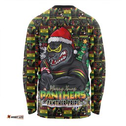 Amazing Aussie Penrith Panthers Merry Ugly Christmas Comic Style Long Sleeve T-shirt