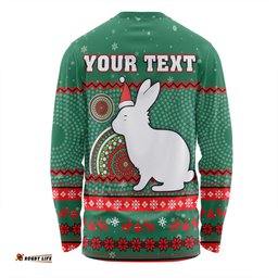 Amazing Aussie South Sydney Rabbitohs Custom Ugly Xmas And Aboriginal Patterns For Die Hard Fan Long Sleeve T-shirt