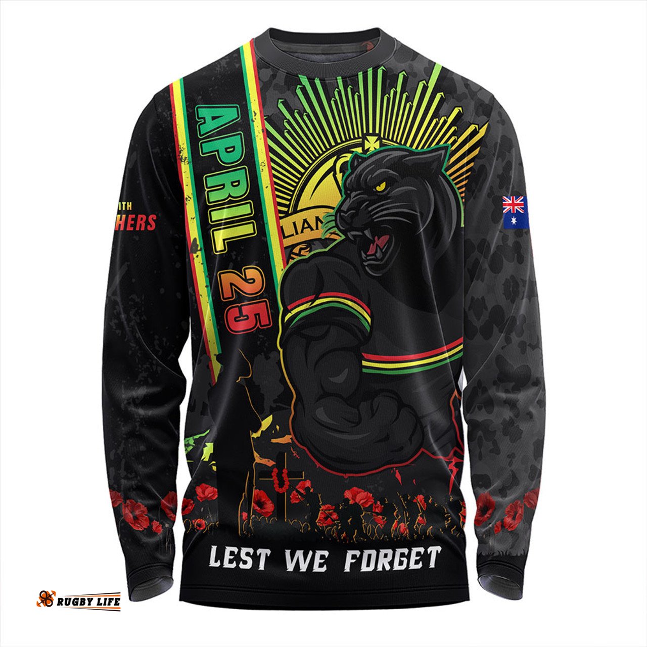 Amazing Aussie Penrith Panthers Anzac Day Lest We Forget Strong Fighting Spirit Long Sleeve T-shirt