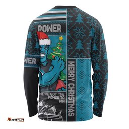 Amazing Aussie Port Adelaide Merry Christmas Knit Style Festive Spirit Long Sleeve T-shirt