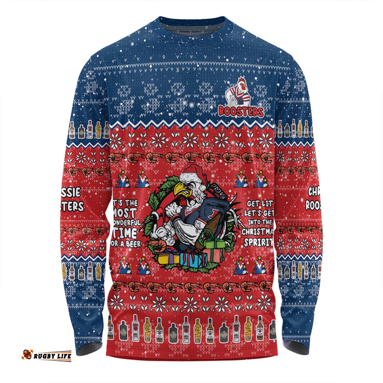 Amazing Aussie Sydney Roosters Christmas Custom Chrissie Spirit Long Sleeve T-shirt