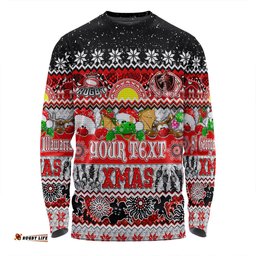 Amazing Aussie St. George Illawarra Dragons Christmas Aboriginal Custom Indigenous Knitted Ugly Xmas Style Long Sleeve T-shirt