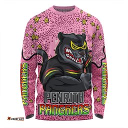 Amazing Aussie Penrith Panthers Custom Team With Dot And Star Patterns For Tough Fan Long Sleeve T-shirt