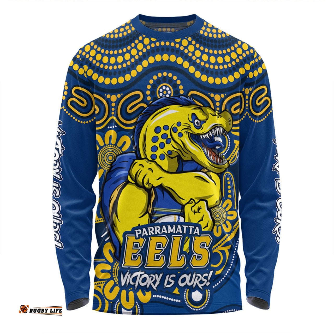 Amazing Aussie Parramatta Eels Aboriginal Inspired Tough Fan Rugby For Life Long Sleeve T-shirt