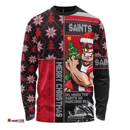 Amazing Aussie St Kilda Merry Christmas Knit Style Festive Spirit Long Sleeve T-shirt