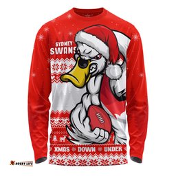 Amazing Aussie Sydney Swans Merry Christmas Down Under Footy Power Style Long Sleeve T-shirt