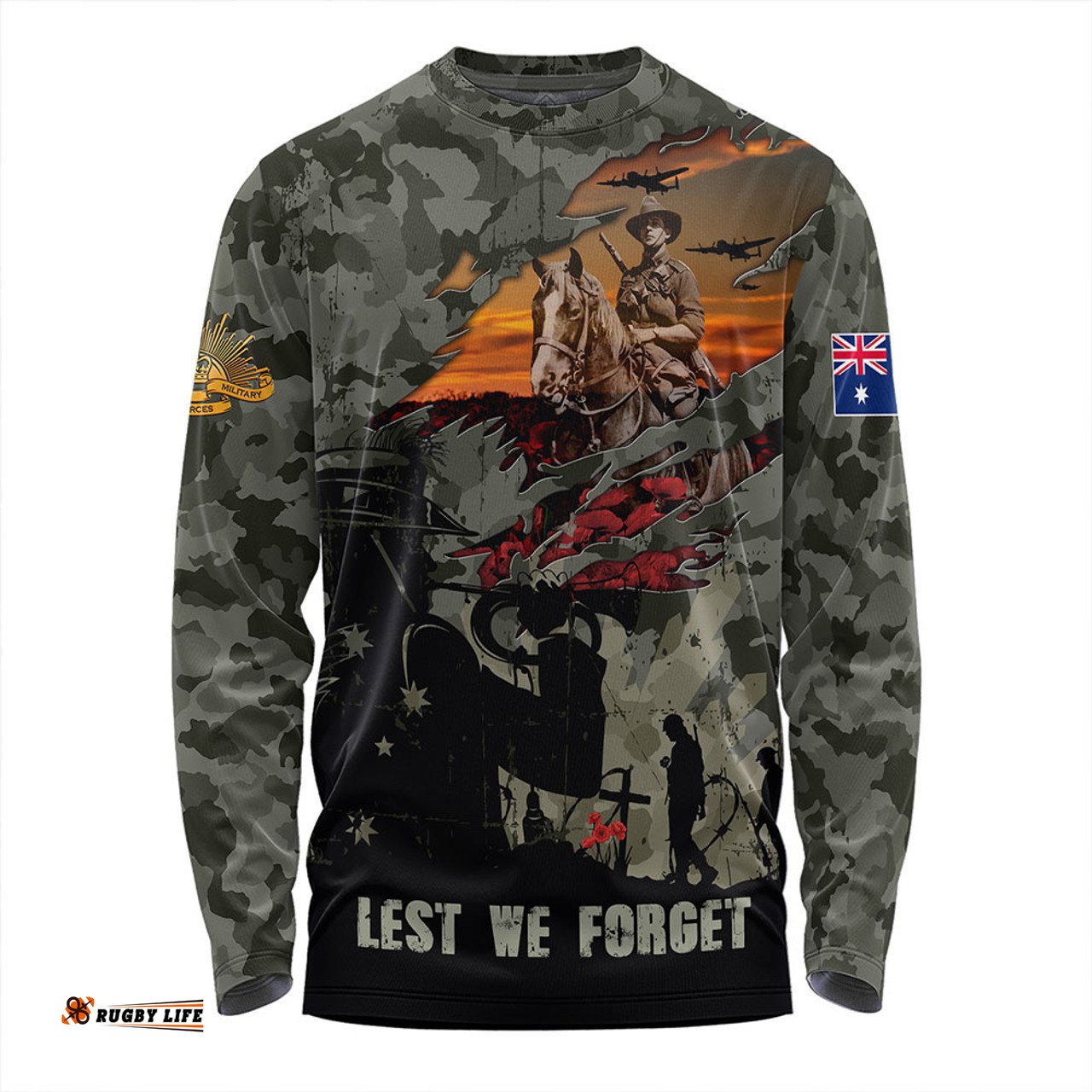 Amazing Aussie Australia Remembrance And Valor Lest We Forget The Fallen Long Sleeve T-shirt