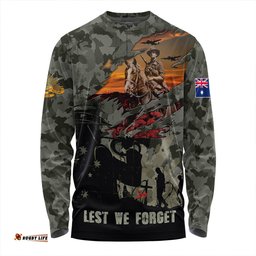 Amazing Aussie Australia Remembrance And Valor Lest We Forget The Fallen Long Sleeve T-shirt