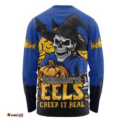Amazing Aussie Parramatta Eels Dark Moon Rugby Halloween Battle Edition Long Sleeve T-shirt