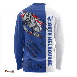 Amazing Aussie North Melbourne Burning Passion Of Power Scratch Style Long Sleeve T-shirt