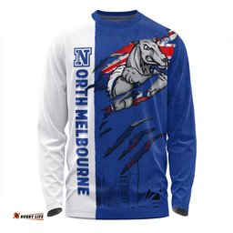 Amazing Aussie North Melbourne Burning Passion Of Power Scratch Style Long Sleeve T-shirt