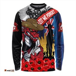Amazing Aussie St. George Illawarra Dragons United In Spirit Anzac Day Tribute Long Sleeve T-shirt