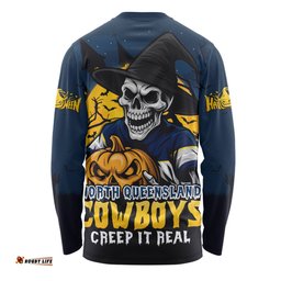 Amazing Aussie North Queensland Cowboys Dark Moon Rugby Halloween Battle Edition Long Sleeve T-shirt