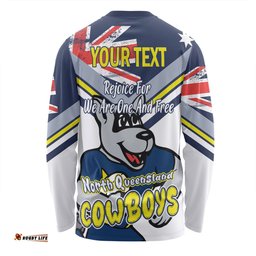 Amazing Aussie North Queensland Cowboys Happy Australia Day We Are One And Free V2 Long Sleeve T-shirt