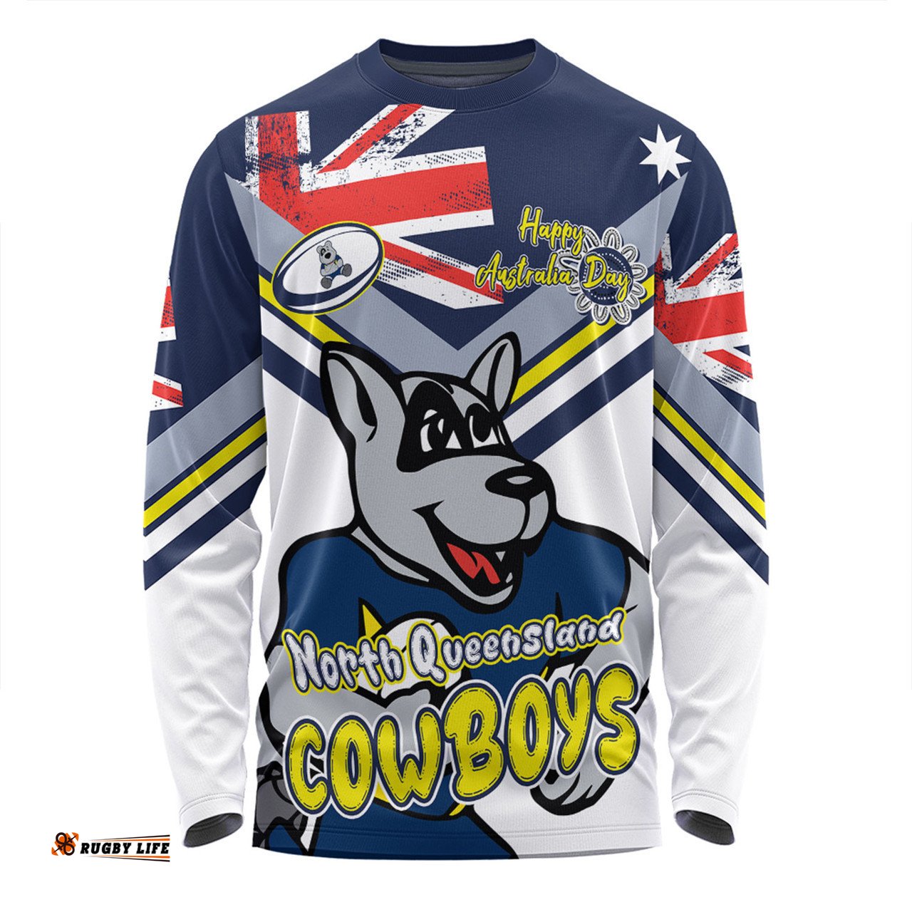 Amazing Aussie North Queensland Cowboys Happy Australia Day We Are One And Free V2 Long Sleeve T-shirt