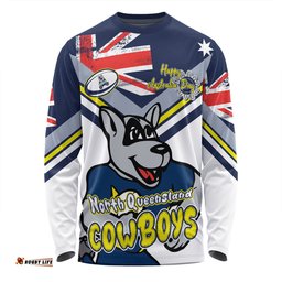 Amazing Aussie North Queensland Cowboys Happy Australia Day We Are One And Free V2 Long Sleeve T-shirt