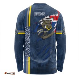 Amazing Aussie North Queensland Cowboys Happy Australia Day Flag Scratch Style Long Sleeve T-shirt
